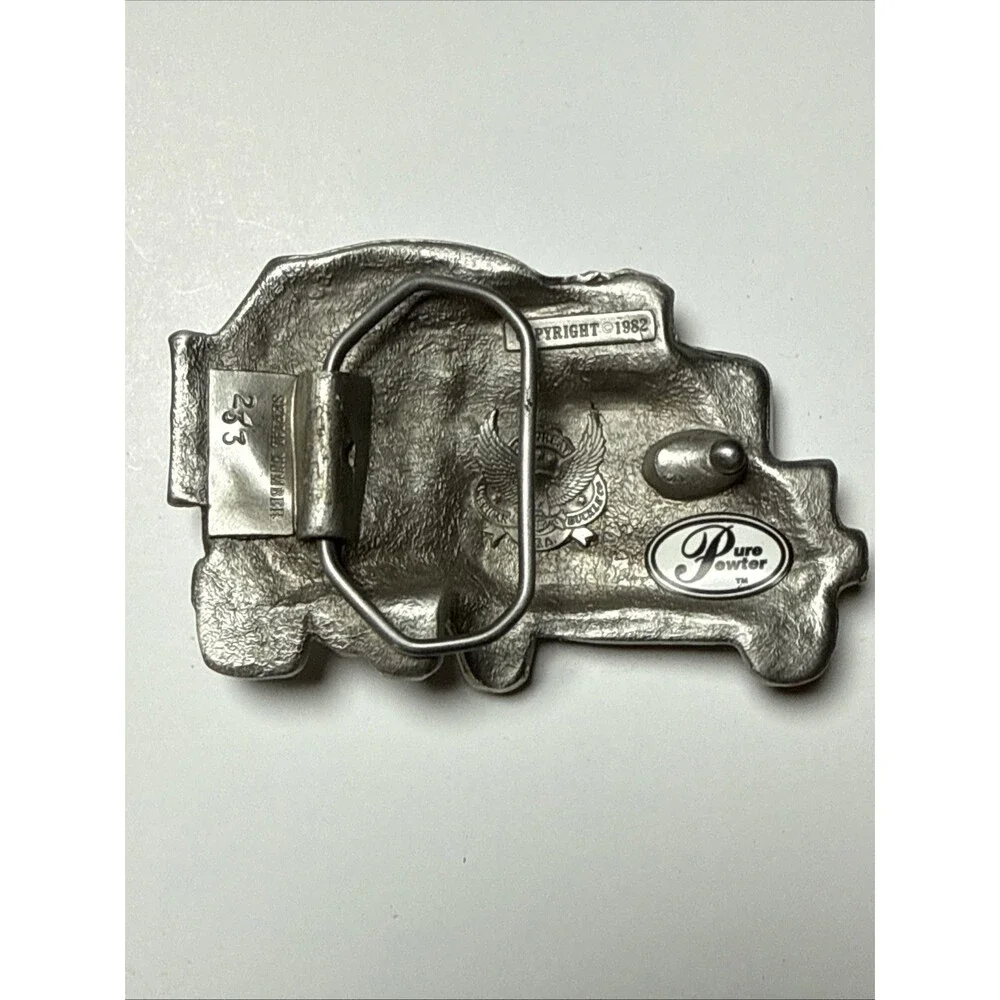 The Great American Belt Buckle Co. Cement Mixer Vintage Enamel Belt Buckle